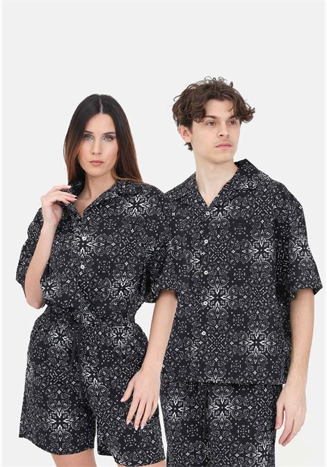 Black patterned short-sleeved men's and women's shirt GARMENT WORKSHOP | S4GMUASI041GW009